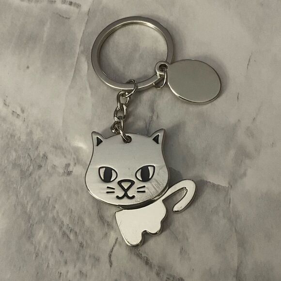 Silver Cat Keychain • Rotating Body Charm • Kawaii Cute Accessory - New - Picture 2 of 9